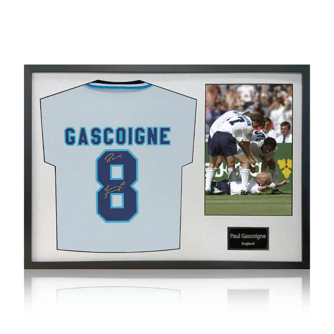Paul Gascoigne Signed England 96' Shirt Classic Frame.